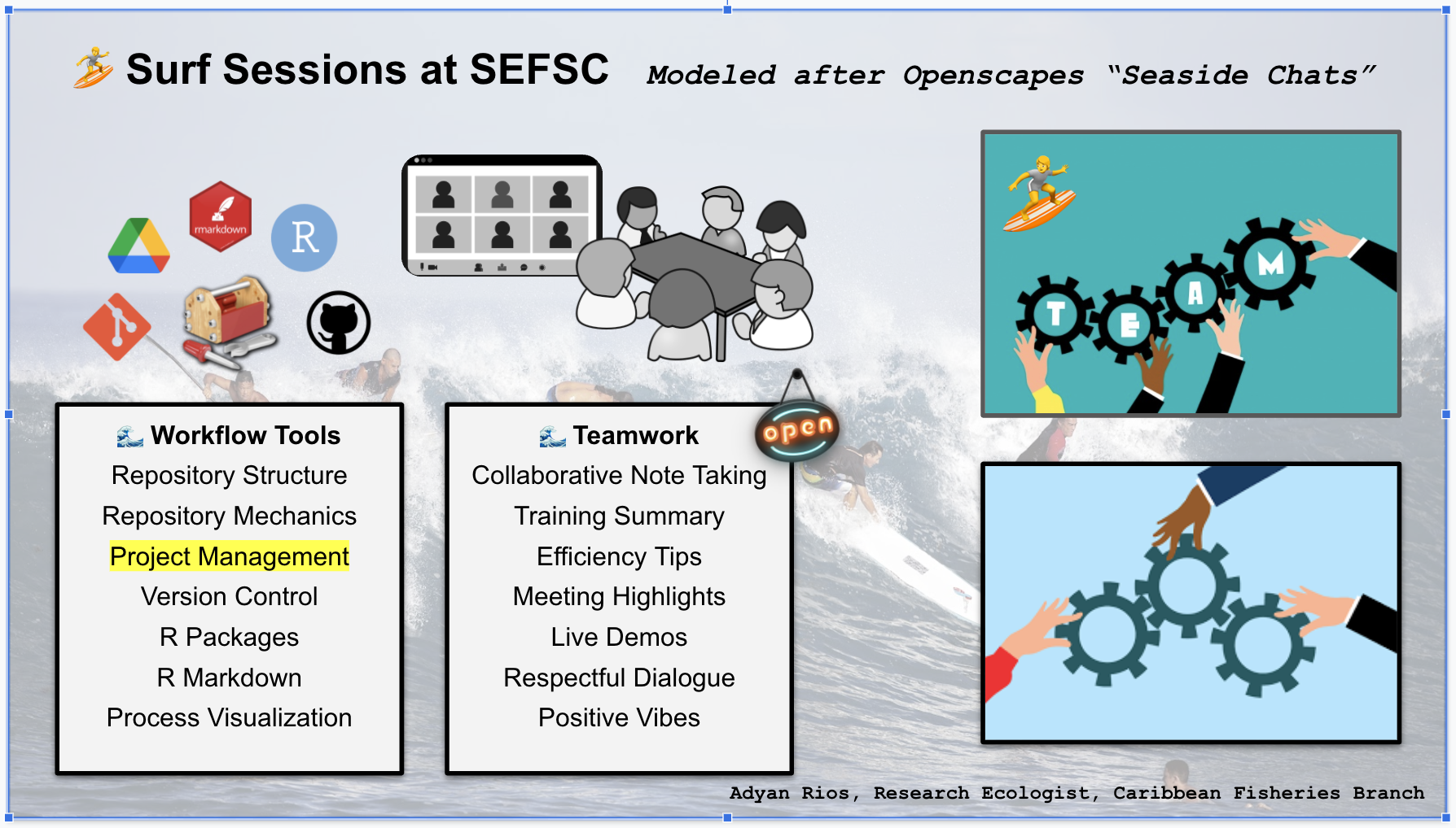 SEFSC staff working together on workflow.